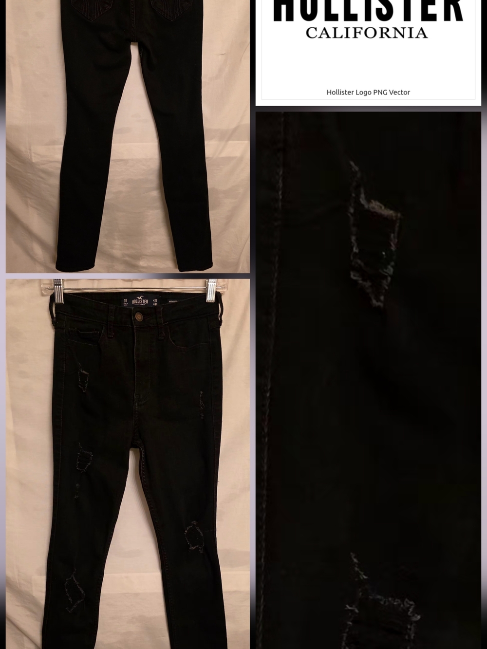 Hollister Women's Super Skinny Distressed Black Jeans